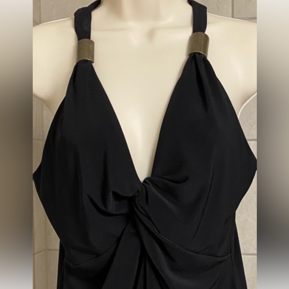 EUC Kenneth Cole Reaction black twisted bodice top with metallic detail, size M - Picture 2 of 7